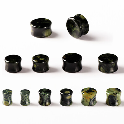 Natural Stone Ear Plugs Ear Gauges Double Flares Flesh Tunnels Saddle Plug-PAIR
