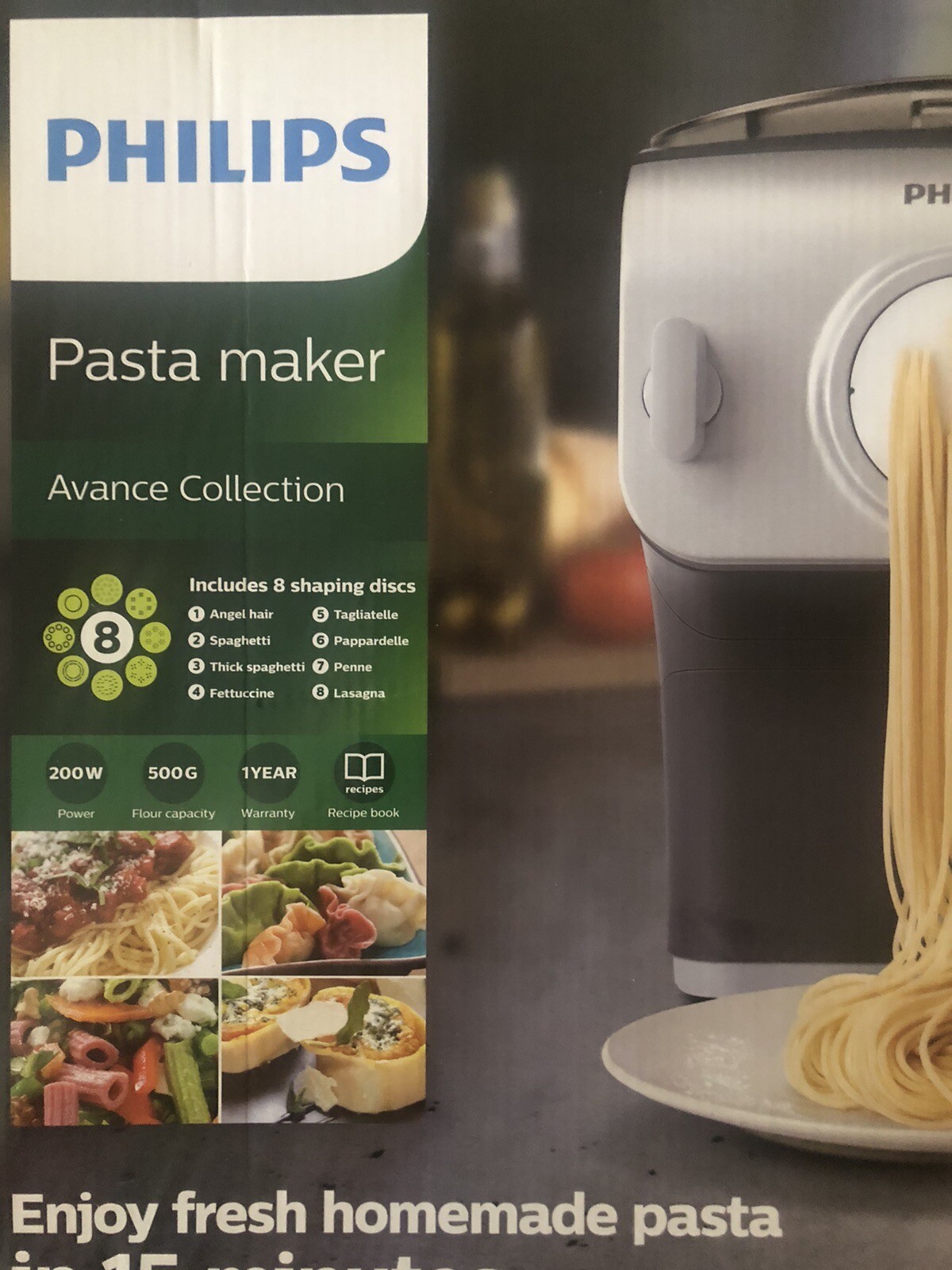 Philips Avance Collection Smart Pasta Maker HR2358/05 Silver/Black New