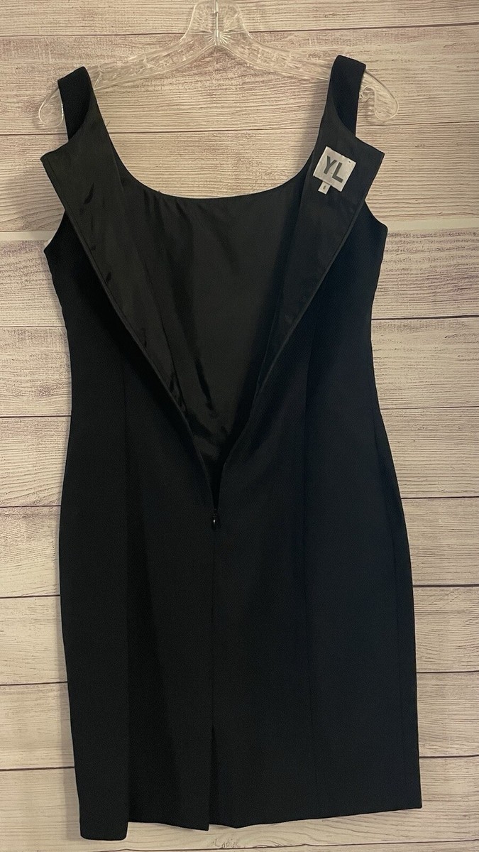 Vintage YL Black Sheath Dress 100% Cotton Sleeveless Sz 6