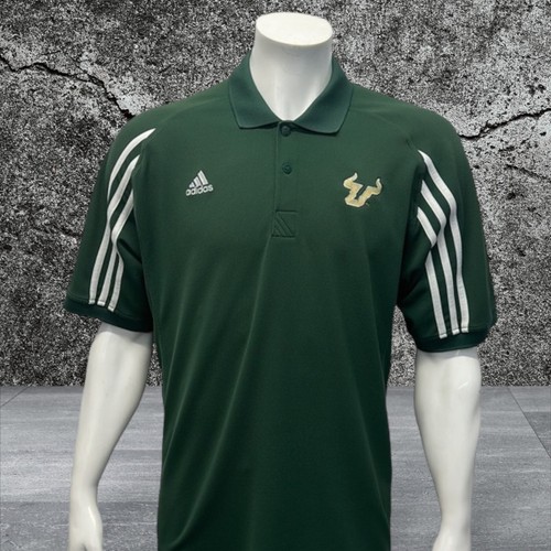 Adidas University of South Florida Bulls Verde Blanco 3 Rayas Tejido Polo LG - Imagen 4 de 13