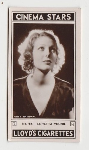 Loretta Young 1935 Lloyd or Lloyd's Cinema Stars Tobacco Card #45 Film Star