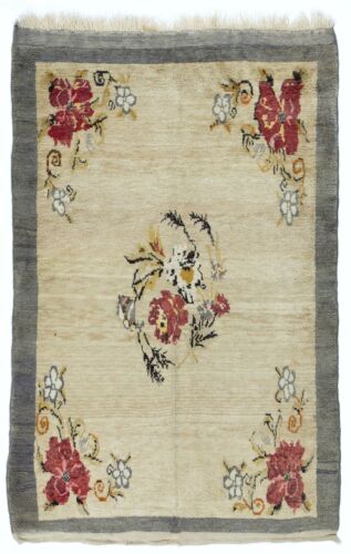 4.6x7.3 Ft Fine Hand-Knotted Vintage Floral Rug From Konya - Picture 1 of 5