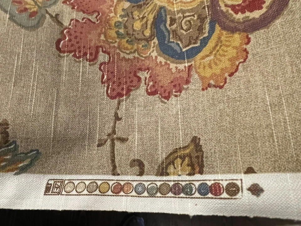 Kravet Vintage Cabala Printed Cotton Linen Fabric BTY Teflon Coated 14 Screens - Image 4 of 4