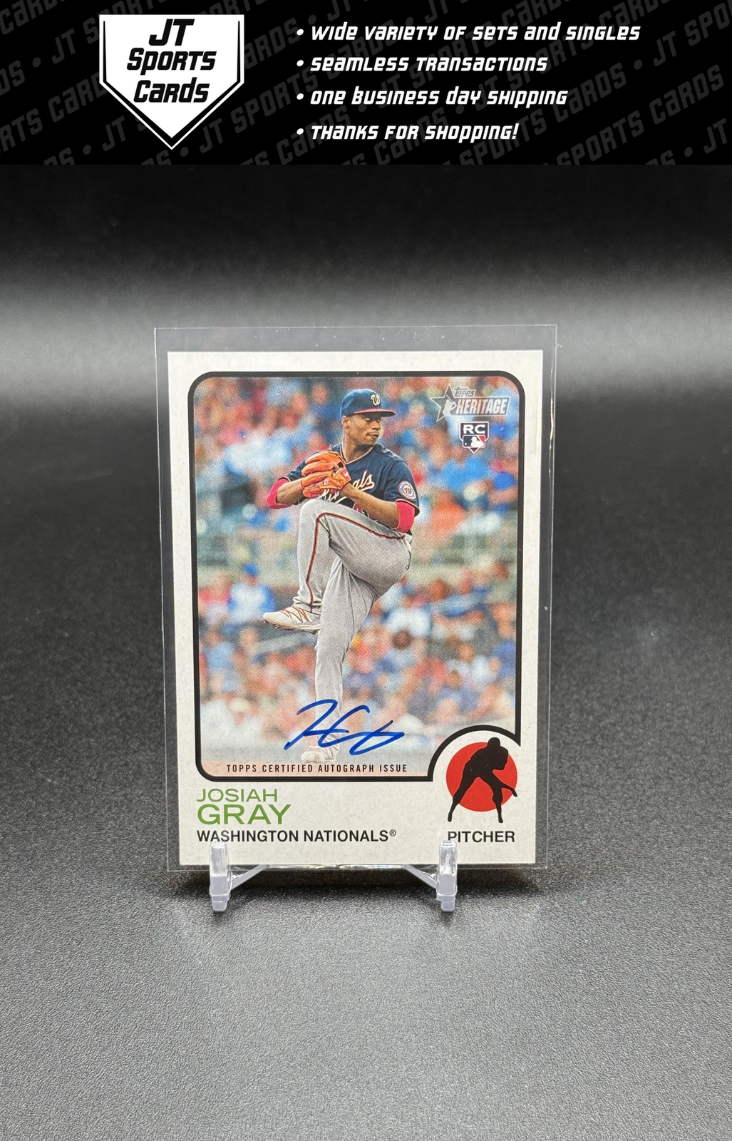 2022 Topps Heritage Josiah Gray ROA-JG RC Real One Auto | Washington Nationals