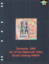 $4.50 Scott Value - 1992 TANZANIA Artifact s/s African Art CV MNH NH UMM