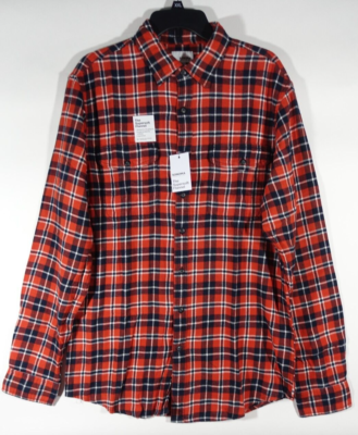 Big and Tall Sonoma Flannel Shirt Men LT Button Down Regular Fit Dark Orange  NEW | eBay