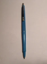 VINTAGE PAPER MATE DOUBLE HEART Lt BLUE CLICK BALLPOINT PEN SMALL TIP MELT + DRY