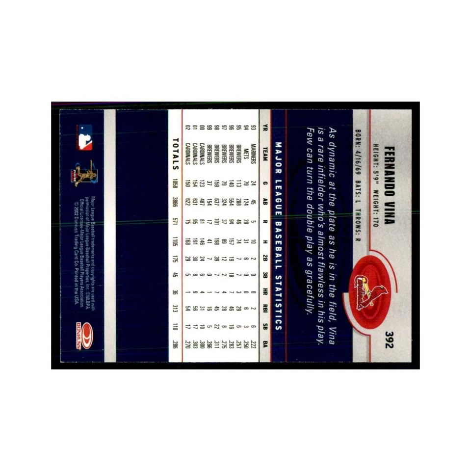 2003 Donruss Fernando Vina Baseball Cards #392 - Image 2 of 3