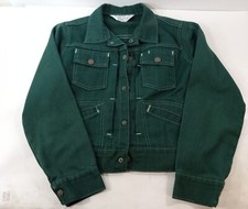 Vtg 1970s JC Penney Boys Youth Small Green Denim Jacket - No size - See des.