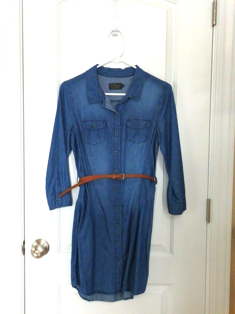 juniors denim dress Women's Juniors Ci Sono Denim Collection 3/4 Sleeve Denim Dress w/Belt Sz  Small