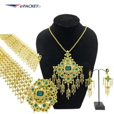 Vintage jewelry Thai Gold Green set Dance Show Wedding bride Thai Dress Earring