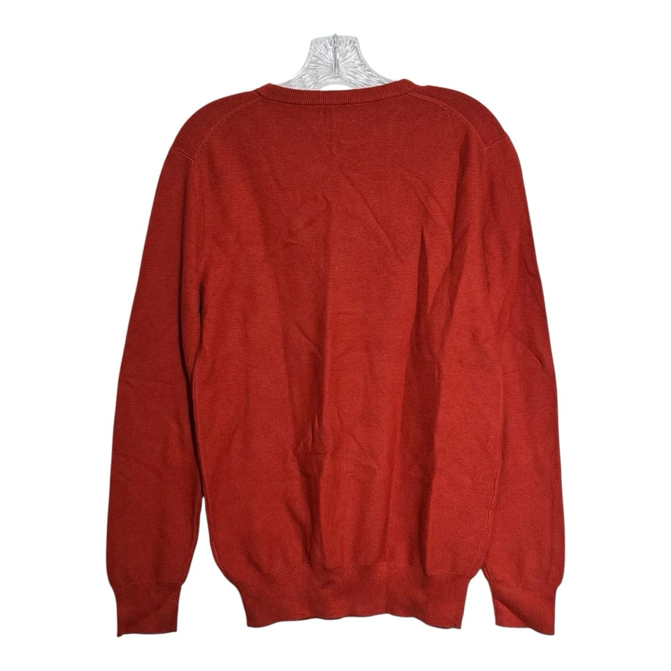 J. Crew Mens Size XS Crewneck Sweater Garter Stitch 100% Cotton Red/Burnt Orange - Image 2 of 4
