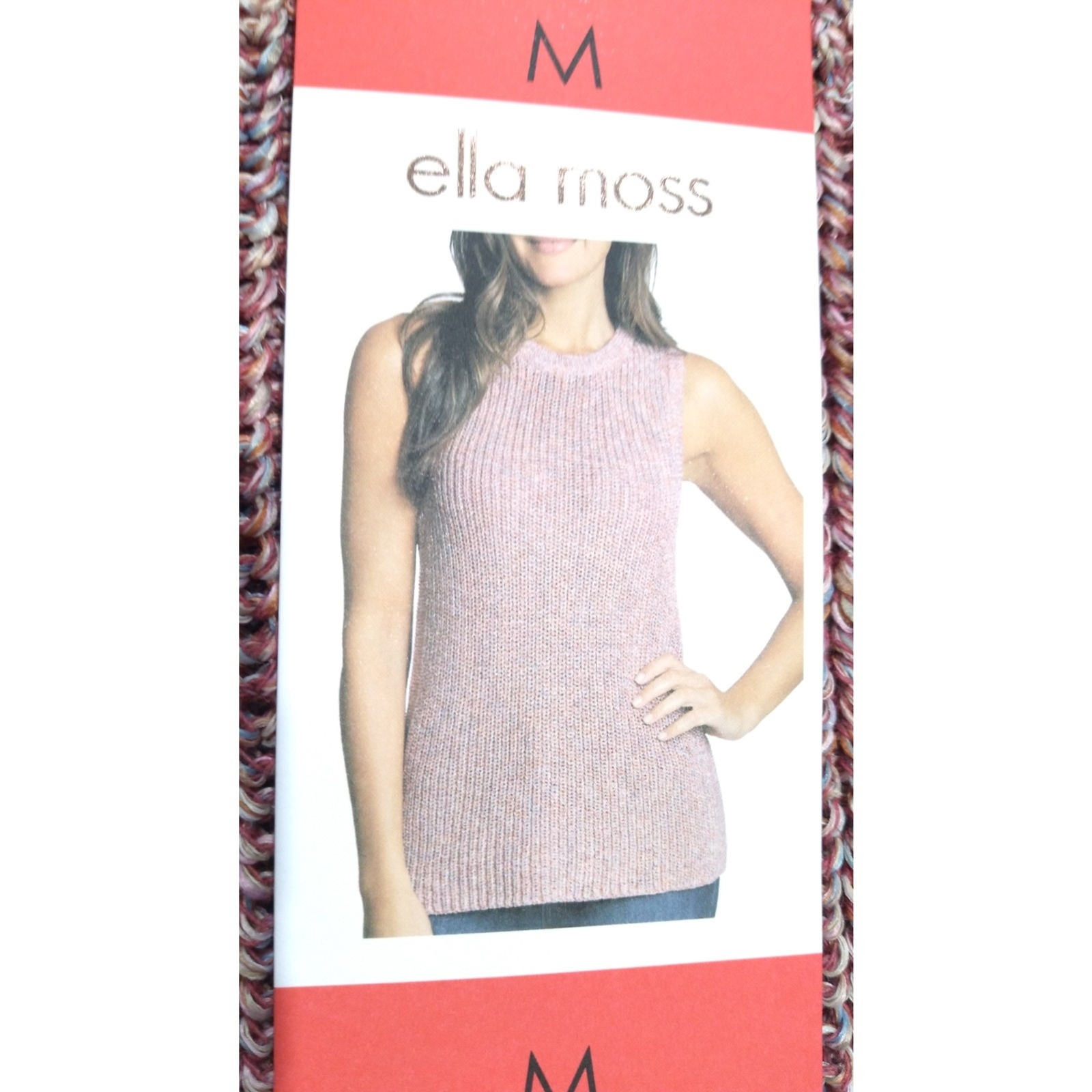 Ella Moss Ladies Women's Sweater Tank Top Coral Pink Flames Size Medium