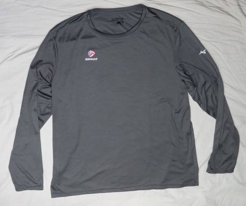 MIZUNO USA VOLLEYBALL XXL GRAY CREW NECK PERFORMANCE LS TEE 530208 2022 new nwot