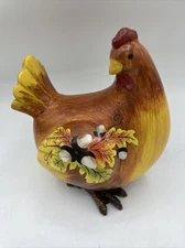 Chicken Figurine Fall Thanksgiving Decor Table Decoration Hand Painted Farmhouse