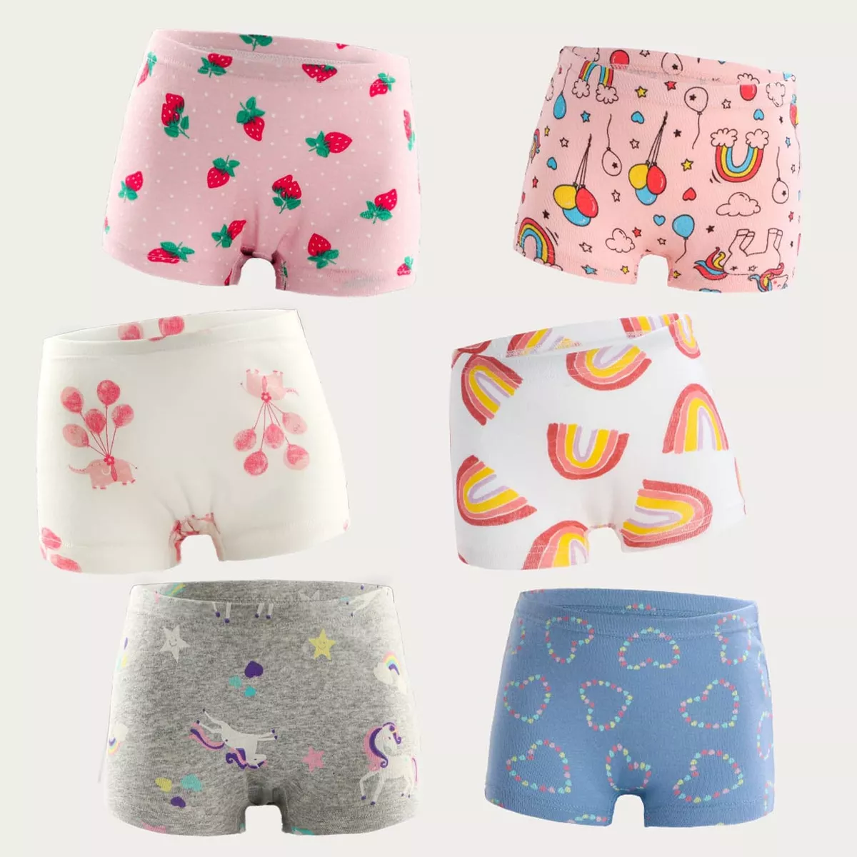 6Pack Kids Girls' Boxer Brief 100% Combed Cotton Boyshort Panties Baby  Underwear