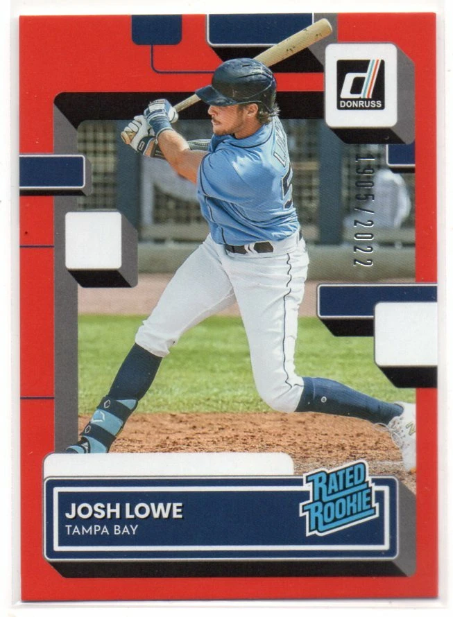 Josh Lowe 2022 Panini Donruss Rated Rookie #55 Red Parallel /2022 Rays RC