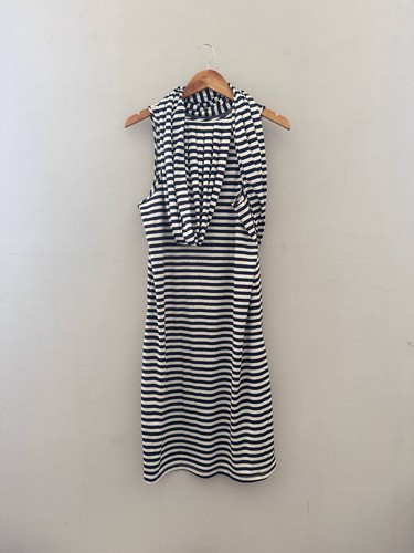 Jean Paul Gaultier for Target Draped Navy Striped Dress Sash Attached SIZE L - Picture 6 of 7