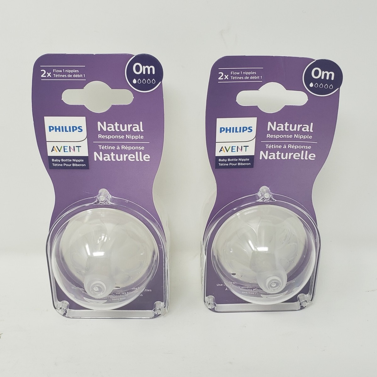 Pk Philips Avent 2x Natural Response Size Flow Newborn 0M Bottle  Nipples NIP