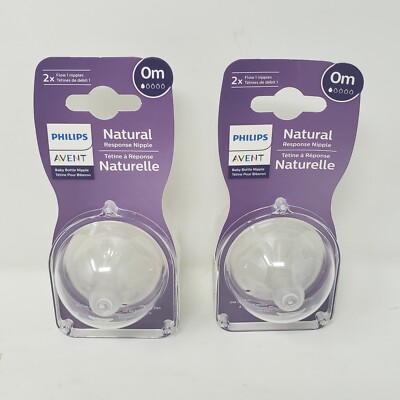 2 Pk Philips Avent 2x Natural Response Size Flow 1 Newborn 0M Bottle Nipples NIP
