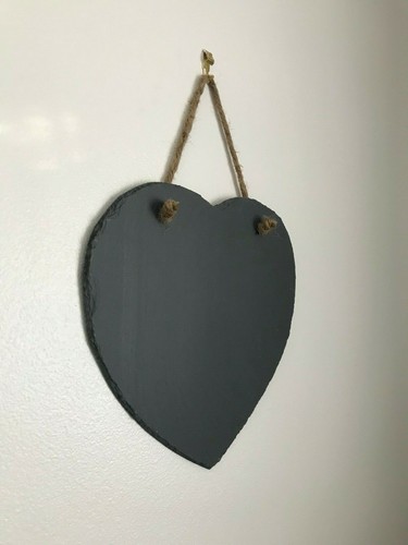 large 25cm handmade slate hanging heart chalkboard blackboard wedding - Picture 6 of 6