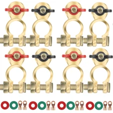 8x Solid Brass Battery Terminal Connector Top Post End Clamps Set for Car Marine