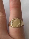 Vintage Jewelry Signet Unisex Wedding Ring Unique Design 14K Yellow Gold Plated