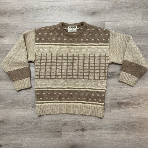 Vintage Tundra Sweater Size Medium Brown 100% Vir… - image 1