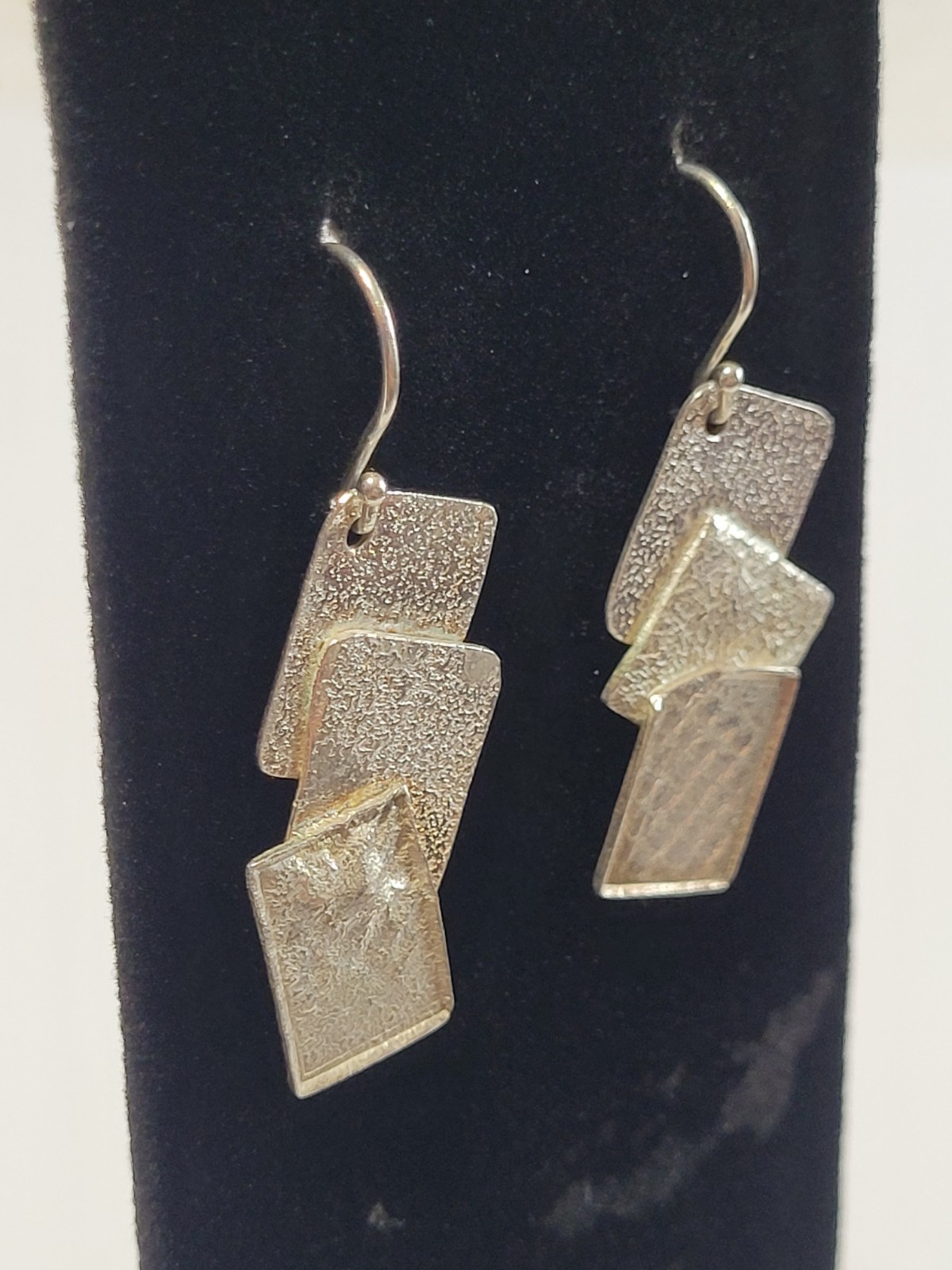 925 Sterling Silver Square Ingots Dangle Earrings… - image 14