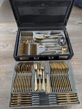 Solingen Bestecke 23/24 Karat Hartvergoldet Im Besteckkoffer SBS mit Zertifikat 