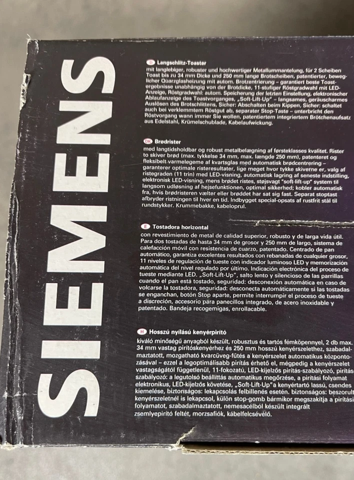 Siemens TT91100 - Porsche Design - 900W - Langschlitz-Toaster - Edelstahl - OVP - Bild 4 von 4