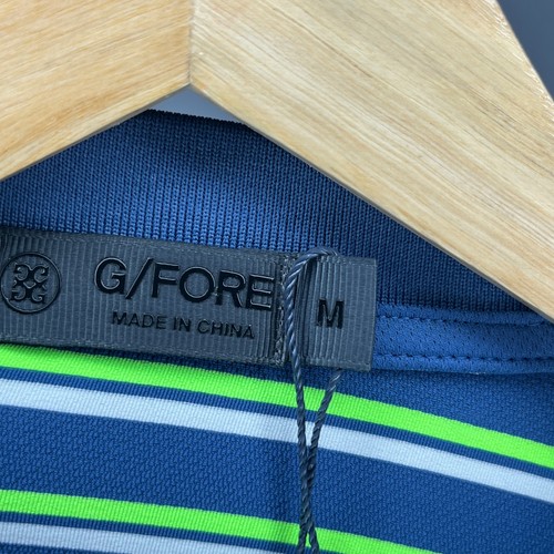 Polo golf uomo G/FORE a righe taglia M manica corta blu verde bianco, nuova con etichetta - Foto 4 di 7
