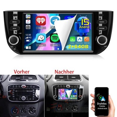64GB Android 15 Carplay Für Fiat Linea Punto 199 2012-17 Autoradio GPS NAVI WIFI