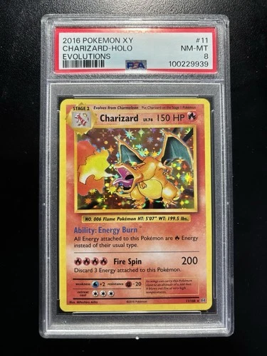 2016 POKEMON XY EVOLUTIONS # 11 CHARIZARD HOLO PSA 8 English