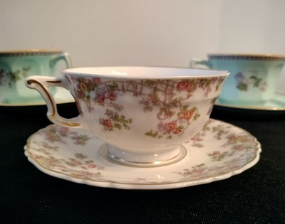 Vintage Havilland Limoge Trellis Pattern Cup And Saucer