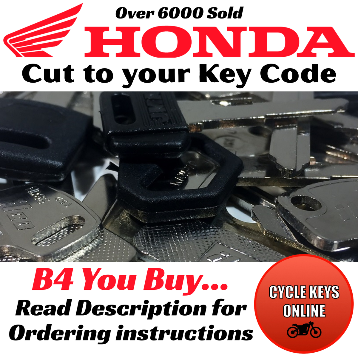けんと Honda Motorcycle Keys | Silver | Rear | United States | Cut to