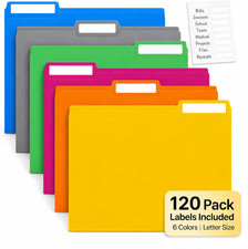 Colored File Folders 120 Pack, Letter Size 8.5 X 11 Manila Folders with 1/3 Cut