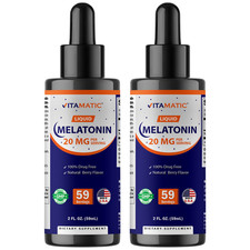 2 Packs - Vitamatic Melatonin 20mg Liquid Drops - 2 Fluid Ounce 59ml