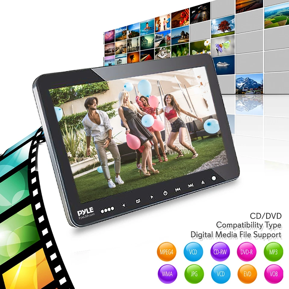 Pyle Universal Dual Vehicle Headrest Monitor - 10.5” Multimedia CD - Image 4 of 4