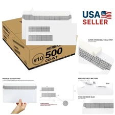 500 Count Security Self-Seal Envelopes with Double Windows - Office Essential