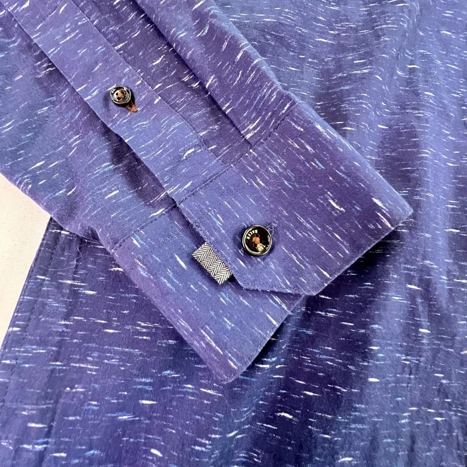 Ted Baker Para Hombres Manga Larga Con Botones Azul Geométrico Talla UK 4 US Grande Foto 2 de 4