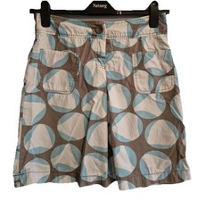 Joules Size 10 Knee Length Beige Brown  Blue Skirt  Very Good Condition