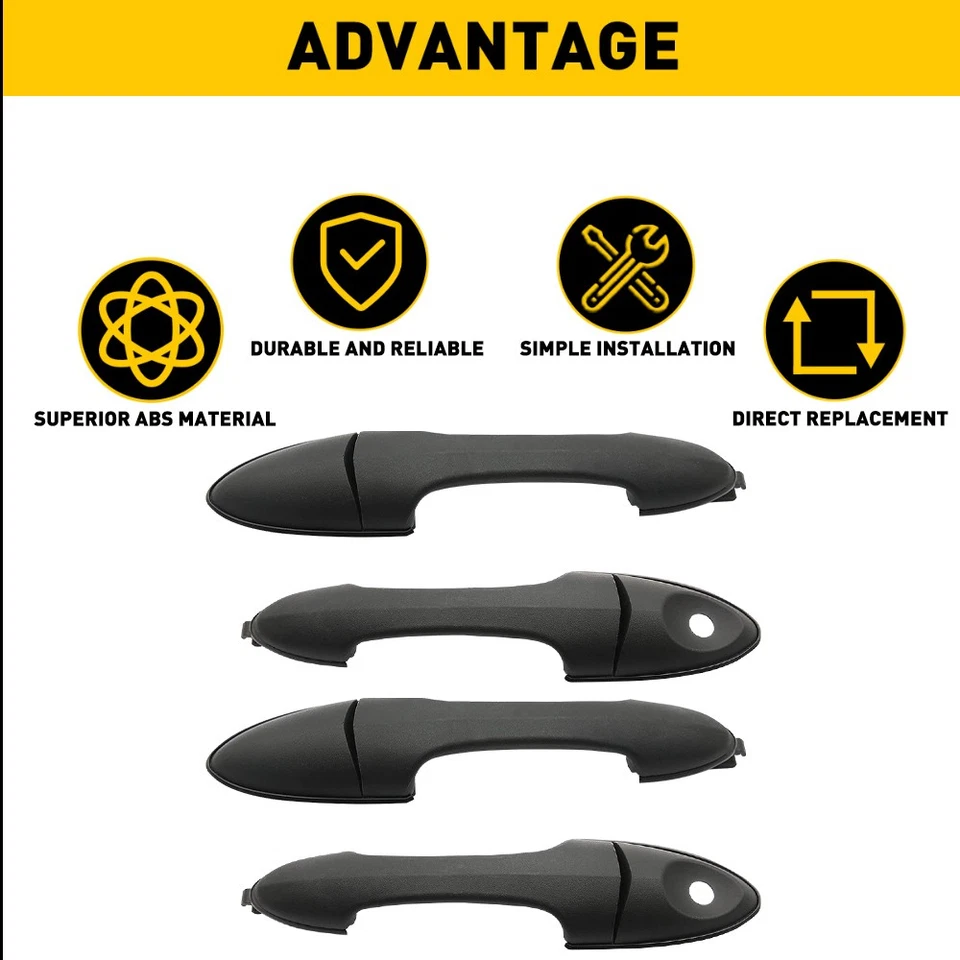 Комплект из 4 черных передних и задних ручек внешней двери для Ford Focus 2000-2007 годов выпуска - Изображение 3 из 4