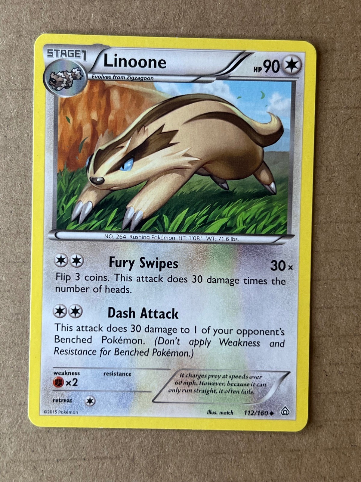 LINOONE 112/160 UNCOMMON PRIMAL CLASH POKEMON LIGHTLY PLAYED