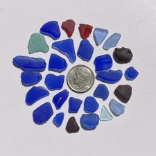 28 PIECES SEA GLASS LOT OF GENUINE HANDPICKED FROM PUERTO RICO CRAFT QUALITY RED