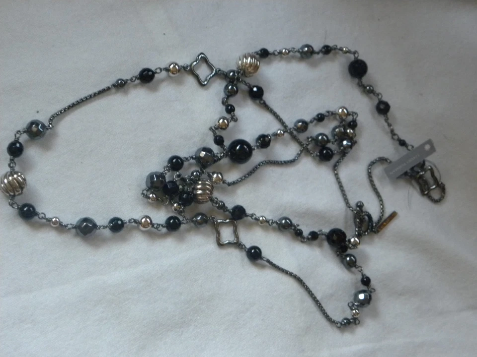 Collar DAVID YURMAN Cadena Cuadrifolio Plata Esterlina Ónix Hematita 44" Foto 3 de 4