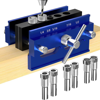 Self Centering Dowel Jig Kit Drill Guide Block With 6 Bushings Woodworking