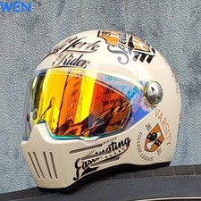 Retro Motorcycle Helmet Riding Full Face Men ...