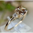 Cushion Cut Natural Champagne Diamond Ring 14k Rose Gold Finish - Proposal Ring