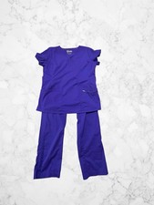 Healing Hands Purple Label Yoga Scrub Set Top and Pants M Purple